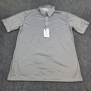 Collars & Co Dress Collar Polo Shirt Mens 2XL Black White Gingham Checkered‎